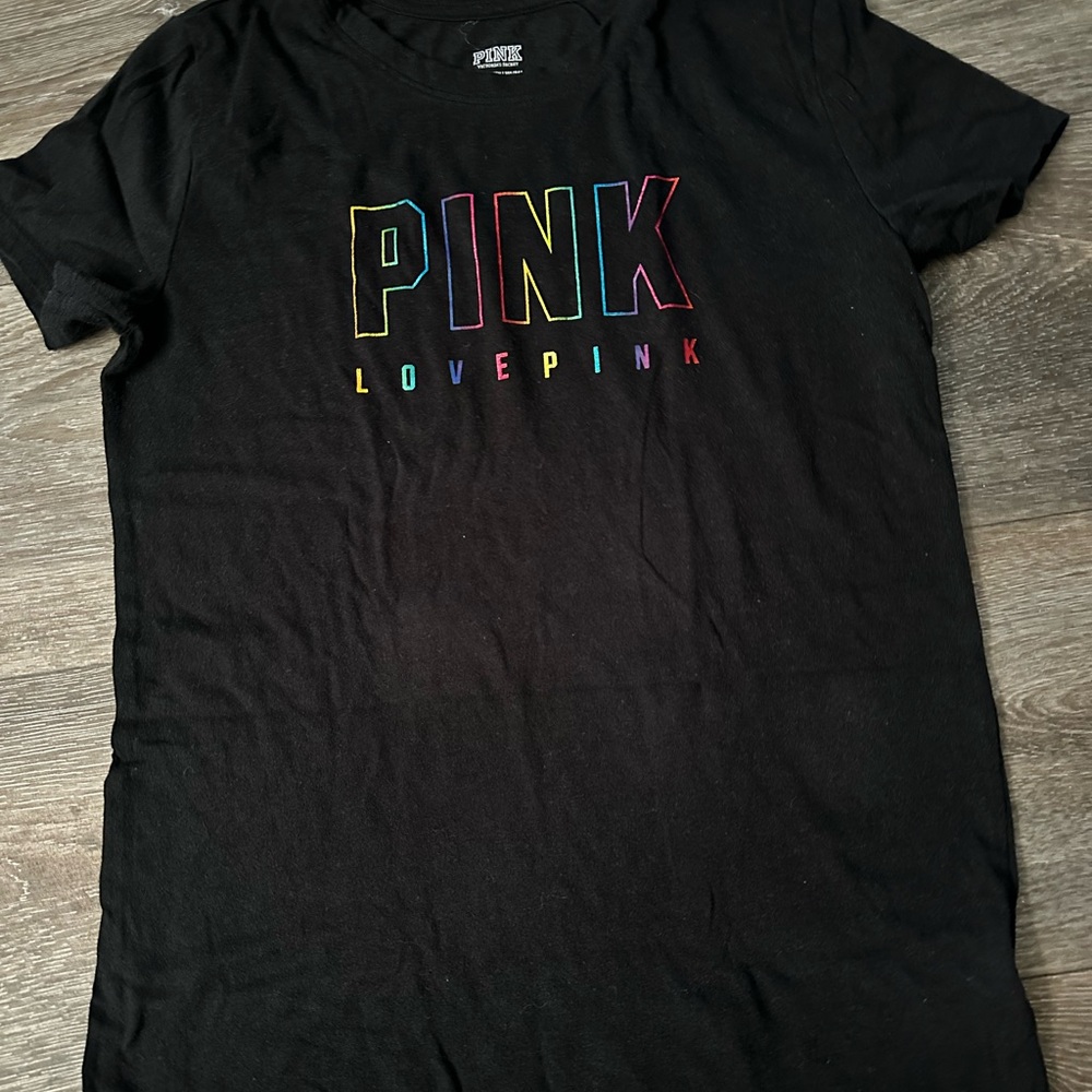 Victoria's Secret Black Tee with Colorful Graphic